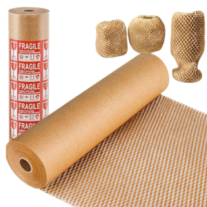 Eco-Friendly Honeycomb Wrapping Paper Roll for Sustainable Packaging, Shipping, Gift Wrapping, and Fragile Item Protection.